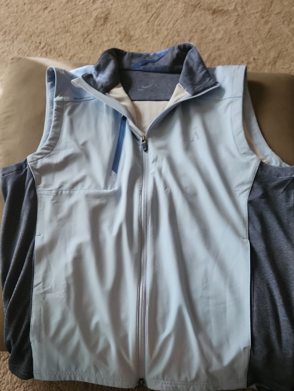 Men's Light Blue Softshell Vest with Gray Side Panels